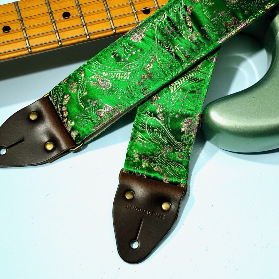 3 inch Wide Paisley Guitar Strap: Now in Oxblood or Ivory