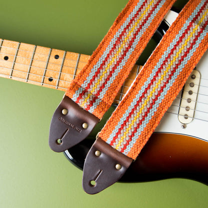 Peruvian Guitar Strap in Orange Stripes