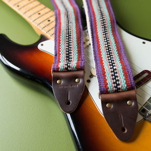 Peruvian Guitar Strap in Purple Stripes Product detail photo 2