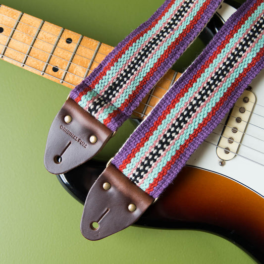 Peruvian Guitar Strap in Purple Stripes