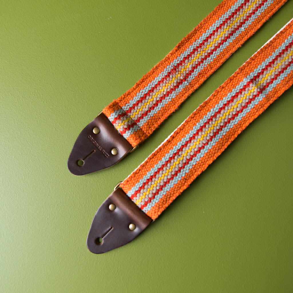 Peruvian Guitar Strap in Orange Stripes