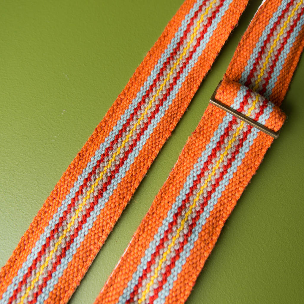 Peruvian Guitar Strap in Orange Stripes