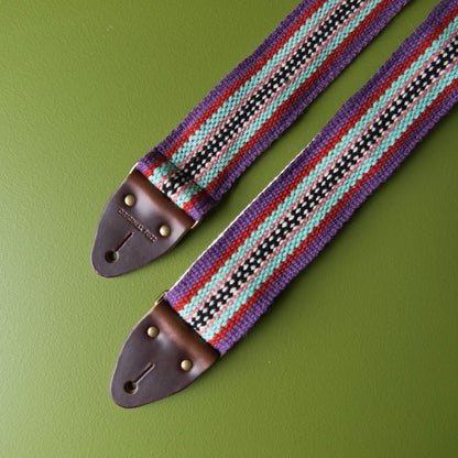 Peruvian Guitar Strap in Purple Stripes