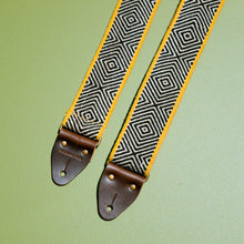 black yellow handwoven Peruvian guitar strap by original fuzz