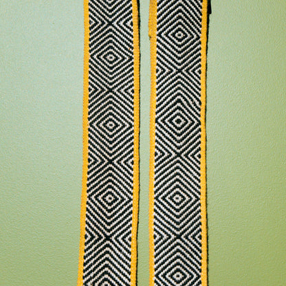 black yellow handwoven Peruvian guitar strap by original fuzz