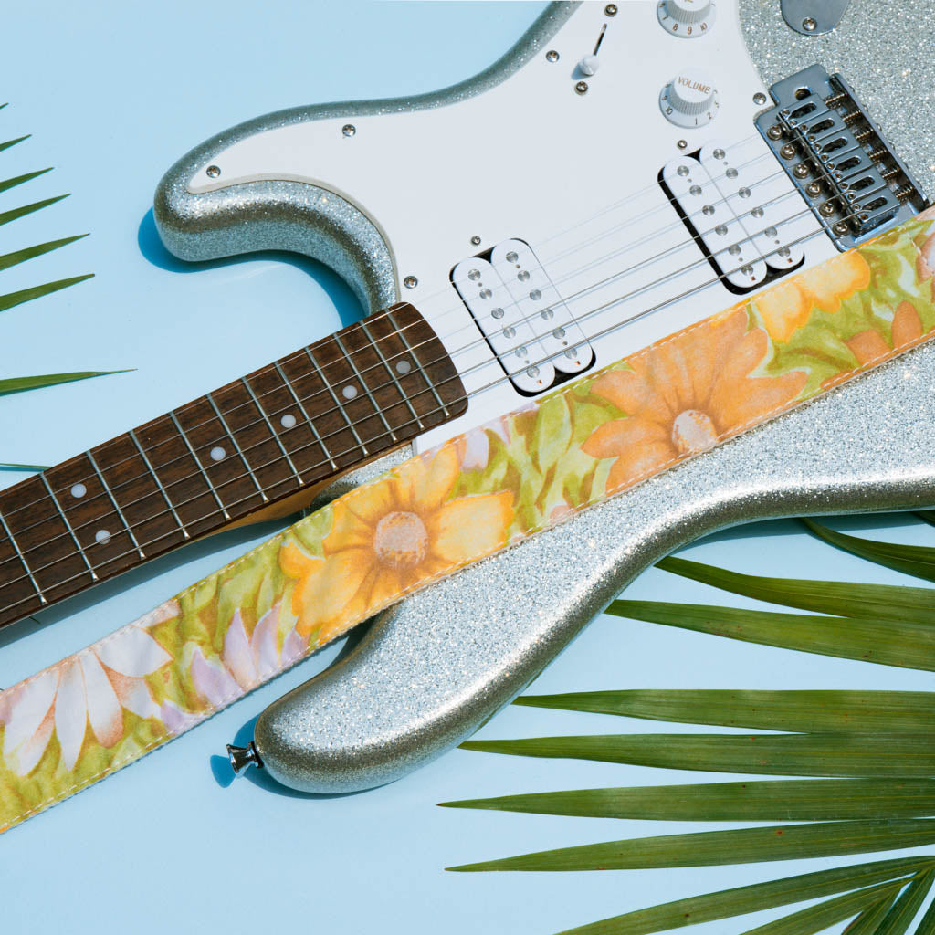 Vintage floral guitar strap by Original Fuzz. 