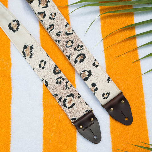 Leopard print vintage guitar strap by Original Fuzz. 