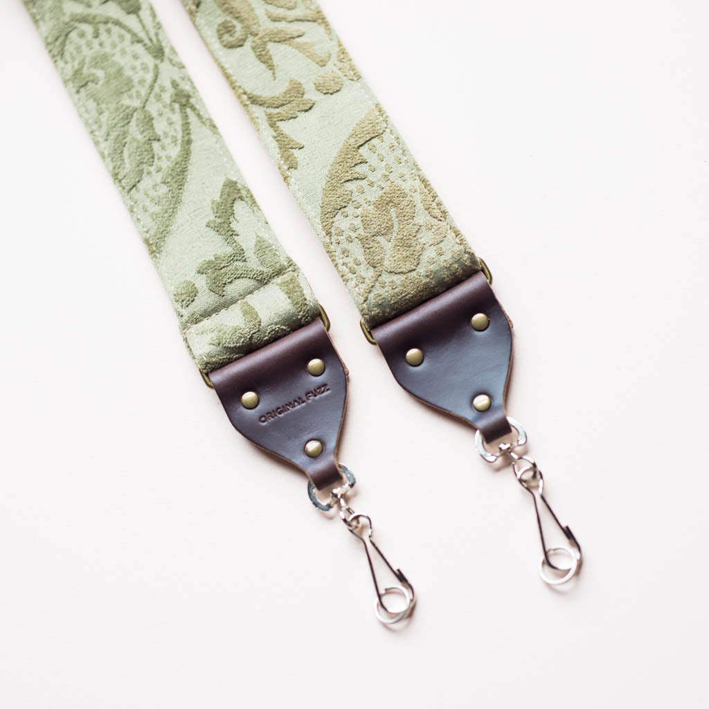 sage green vintage style camera strap by original fuzz