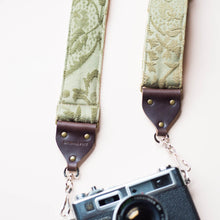 sage green vintage style camera strap by original fuzz