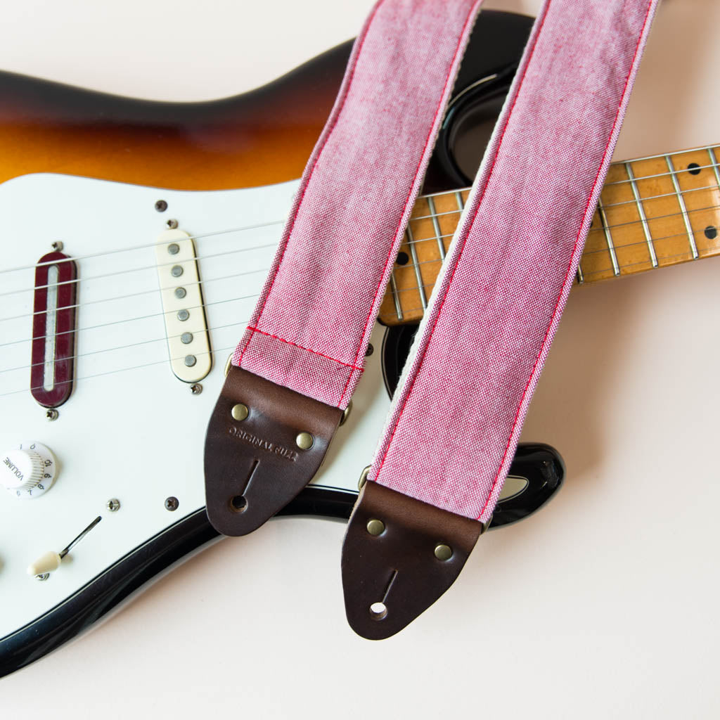 Vintage red chambray guitar strap by Original Fuzz.