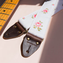 Vintage guitar strap with a rose design made by Original Fuzz in Nashville, TN. 