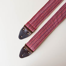 Vintage-style guitar strap made with repurposed vintage red cotton fabric by Original Fuzz.