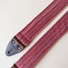 Vintage-style guitar strap made with repurposed vintage red cotton fabric by Original Fuzz.