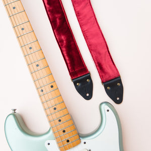 elegant red velvet guitar strap by Original Fuzz
