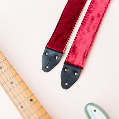 elegant red velvet guitar strap by Original Fuzz