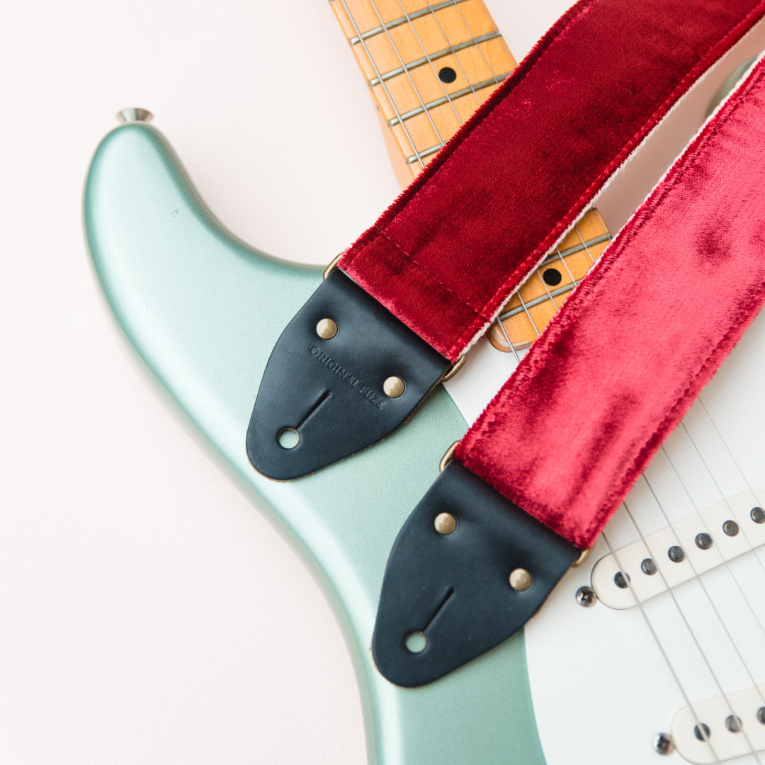 elegant red velvet guitar strap by Original Fuzz