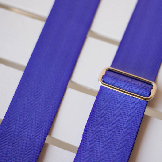 cobalt purple blue seatbelt guitar strap by original fuzz