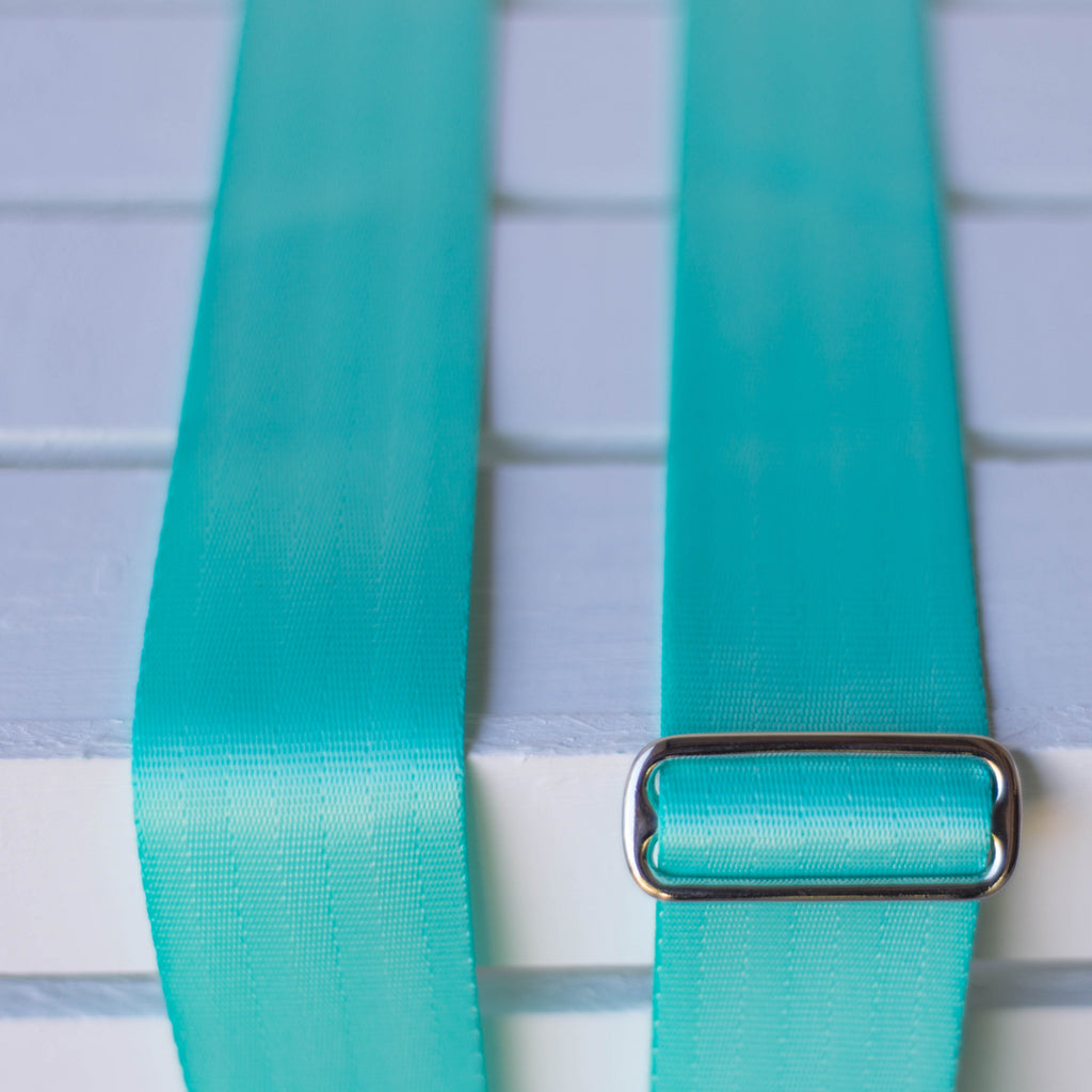 surf green seatbelt guitar strap by original fuzz