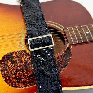 Sequin Guitar Strap in Black Product detail photo 3