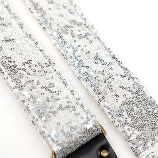 Sequin Guitar Strap in Silver