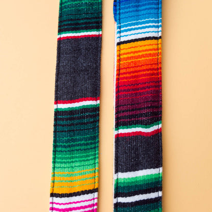 Gray Mexican serape blanket guitar strap in Carbón by Original Fuzz