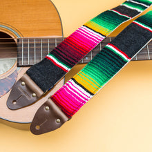 Gray Mexican serape blanket guitar strap in Carbón by Original Fuzz