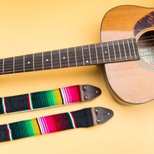 Gray Mexican serape blanket guitar strap in Carbón by Original Fuzz