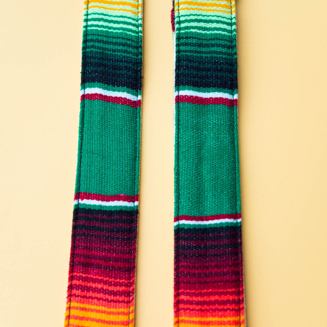 Green Mexican serape blanket guitar strap in Avocado by Original Fuzz