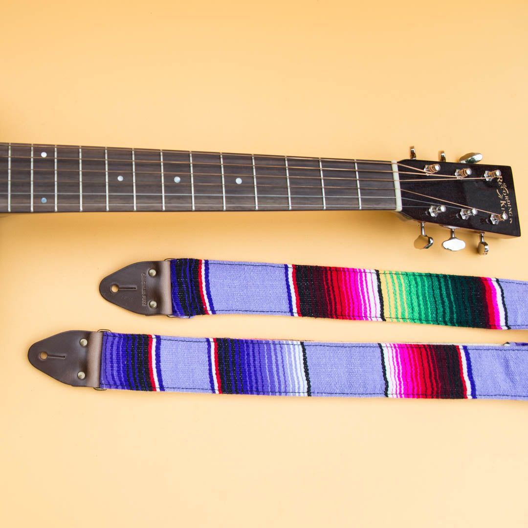 Purple Mexican serape blanket guitar strap in Prickly Pear by Original Fuzz