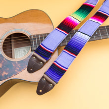 Purple Mexican serape blanket guitar strap in Prickly Pear by Original Fuzz