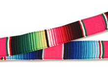 Close-up of the fabric in of our serape guitar strap in Saltillo