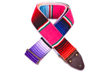 Detail image of our serape guitar strap in Saltillo