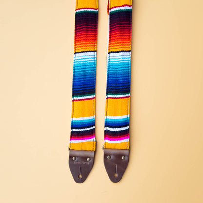 Yellow Mexican serape blanket guitar strap in El Dorado by Original Fuzz