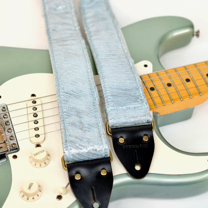 Sparkly Guitar Strap in Silver Sea Foam