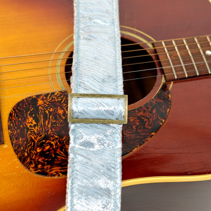 Sparkly Guitar Strap in Silver Sea Foam