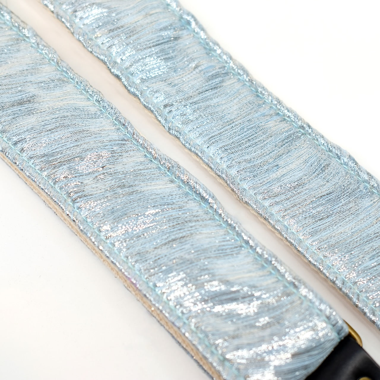 Sparkly Guitar Strap in Silver Sea Foam