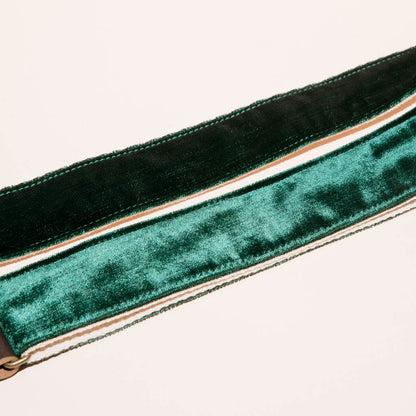 elegant emerald green velvet guitar strap by original fuzz