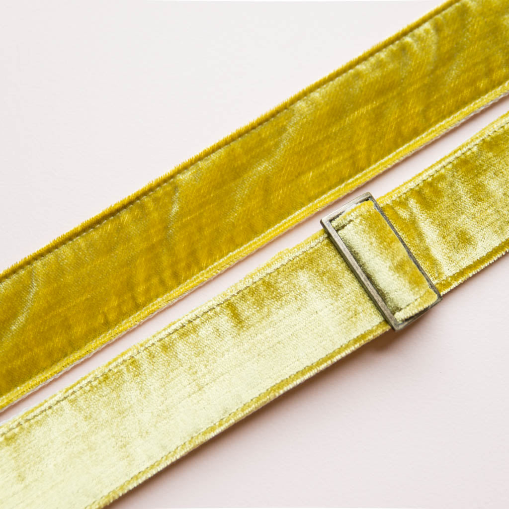 yellow green chartreuse velvet guitar strap by original fuzz