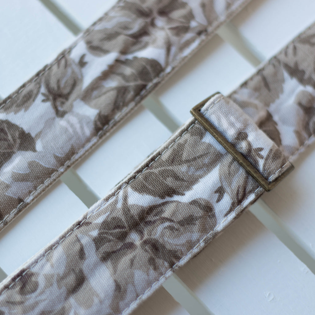 Vintage antiqued rose guitar strap made by Original Fuzz in Nashville, TN. 