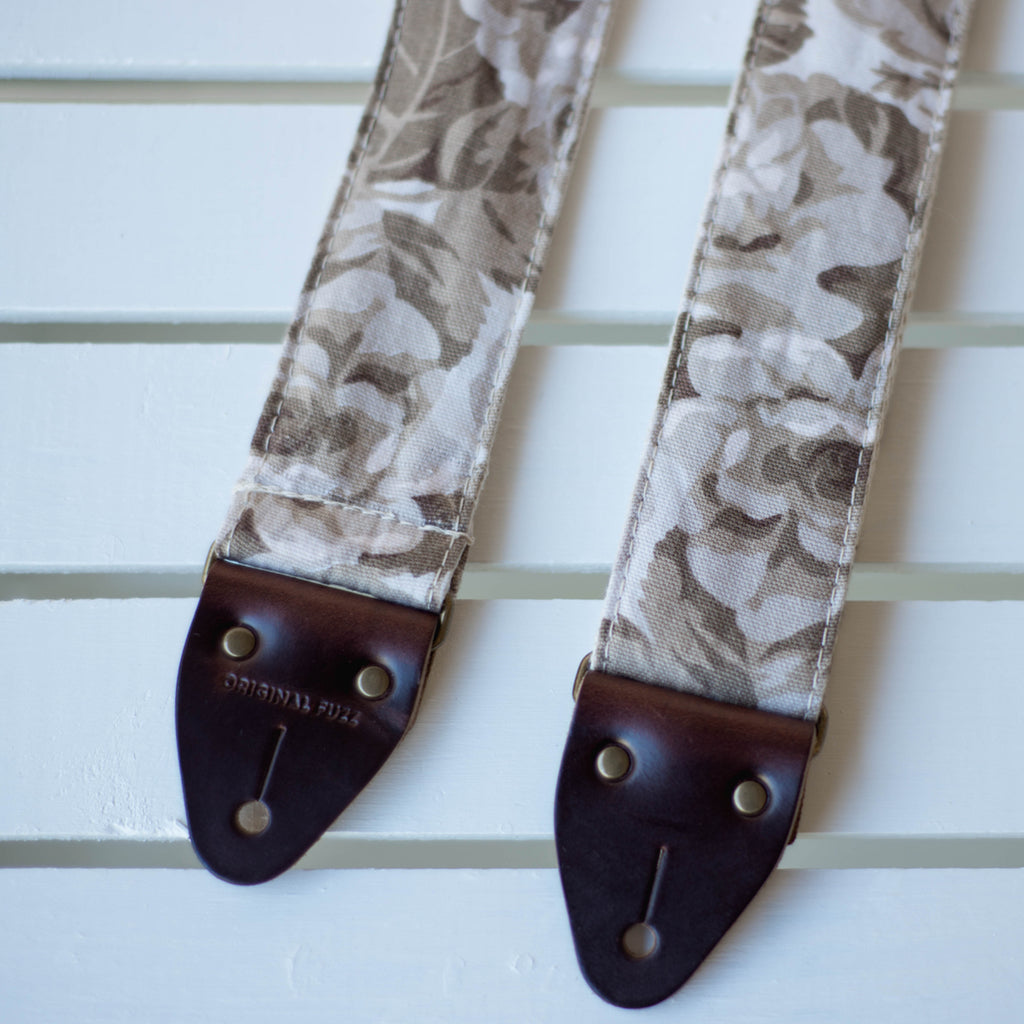Vintage antiqued rose guitar strap made by Original Fuzz in Nashville, TN. 